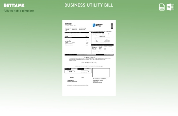 Бизнис сметка за комунални услуги на САД Dominion Energy